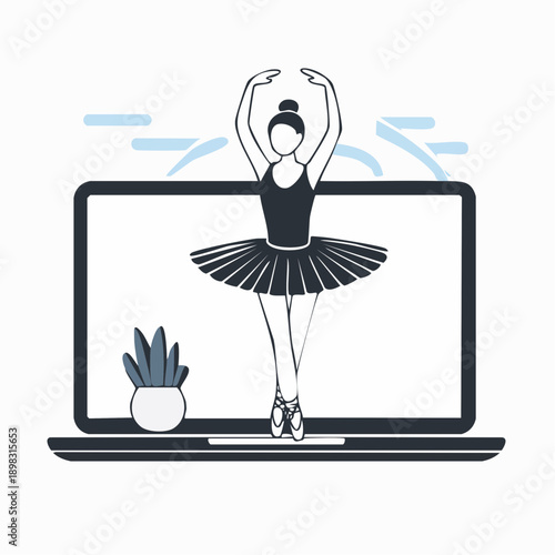 Ballerine en ligne – illustration de danse virtuelle