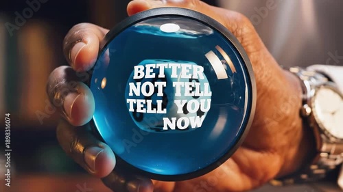A person holding a crystal ball with a dice inside