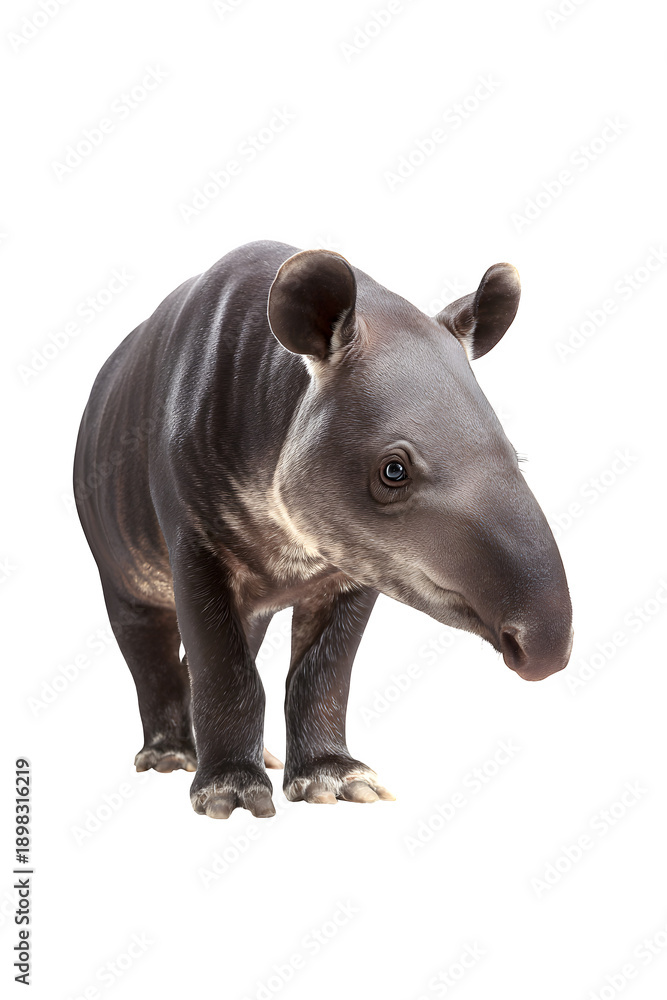 Fototapeta premium Brazilian Tapir Portrait isolated on transparent background