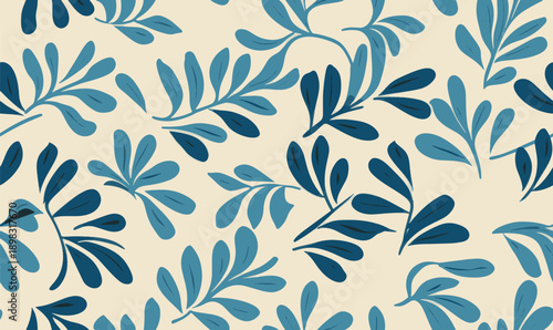 Floral pattern made from abstract organic leaf shapes. Seamless modern pattern