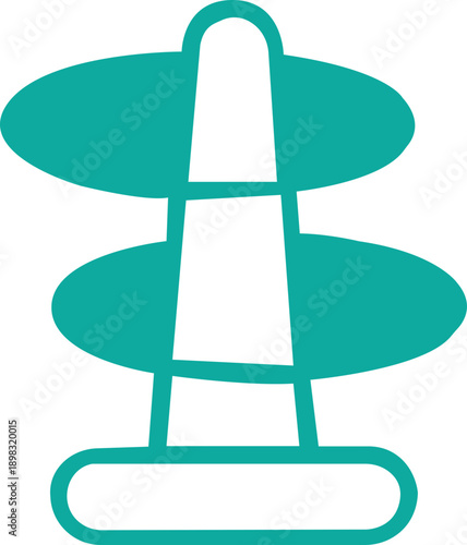 Ring toss game silhouette icon isolated on white background, Vector, illustration. Ring Toss Game Setup with Wooden Stand and Colorful Rings Offering Prizes on Black Background.