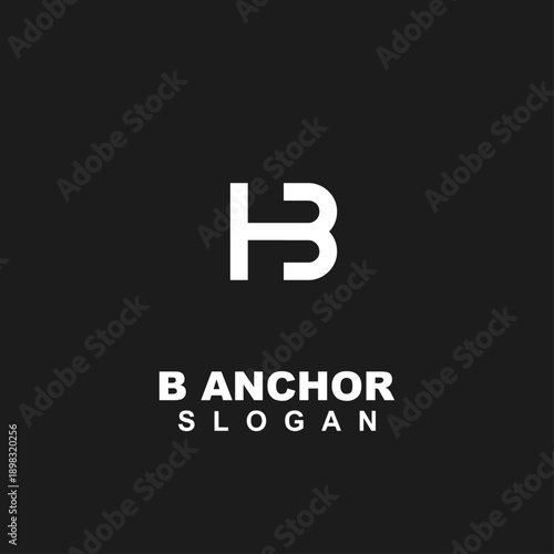 Minimalist Letter B Anchor Logo Design Concept on Dark Background