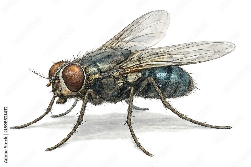 Fototapeta premium Housefly Isolated on Transparent Background
