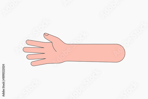 White hand arm, gesture collage element vector