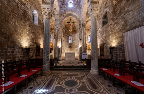 The interior of the church of San Cataldo is captivating with its Norman simplicity and the artistic mosaic floor
