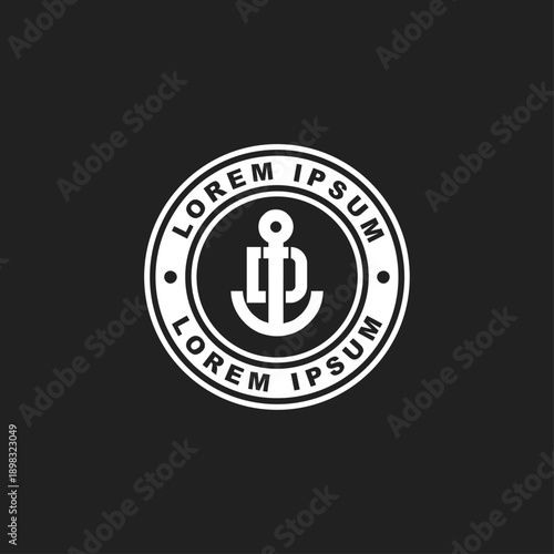 LP Monogram Anchor Emblem Logo in Circular Badge Design