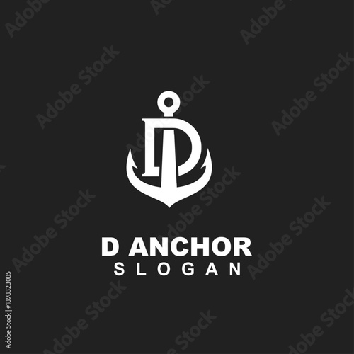D Anchor Letter Logo Monogram Marine Nautical Concept