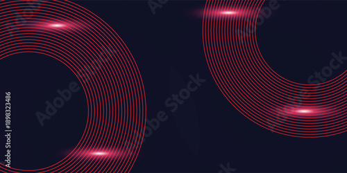 Abstract elegant red glowing circle with lighting effect sparkle on black background simple art modern