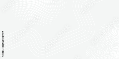 White abstract background with parallel wavy lines and halftone dots corner design for professional minimalist  design