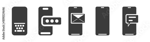 Set of icons. Password, keyboard, email and message