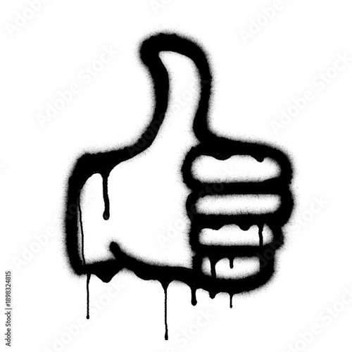thumbs up spraypainted graffiti drawing - no background