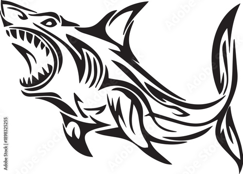 Fierce shark illustration with open mouth and sharp teeth
