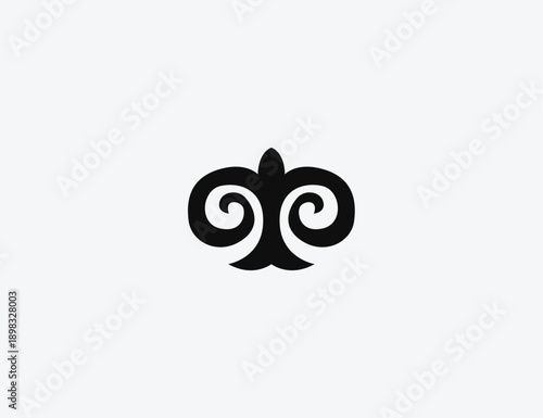 Kazakh Traditional Ornament Symbol Isolated Black Vector