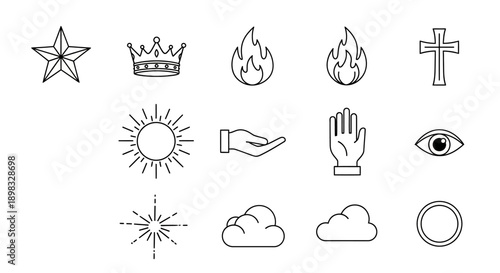 Collection of various religious symbols.