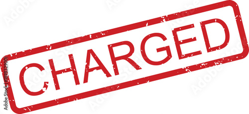 A red textured rubber stamp presents the word CHARGED indicating a financial transaction or fee applied