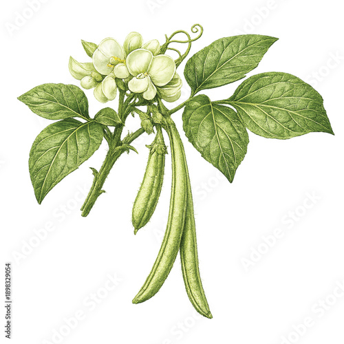 Yardlong Bean Flower Isolated on Transparent Background