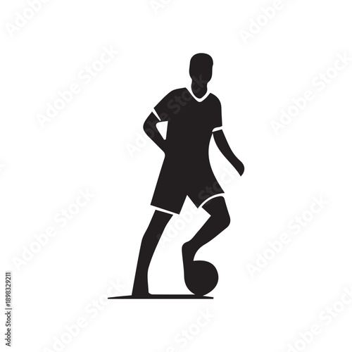 Soccer player kicking ball male athlete in action silhouette sports graphic design
