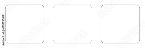 角丸の正方形フレームセット、シンプルでモダンな透過背景の枠、ミニマルなカードデザインのテンプレート