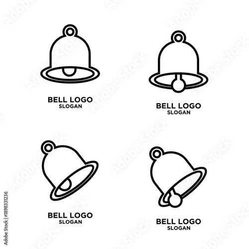 Bell Logo Icon Set with Line Art Design for Notification and Alert Symbols