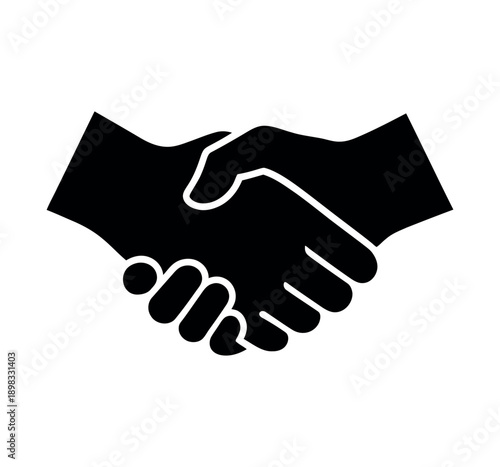 Handshake silhouette icon for business partnership and deal agreement concepts
