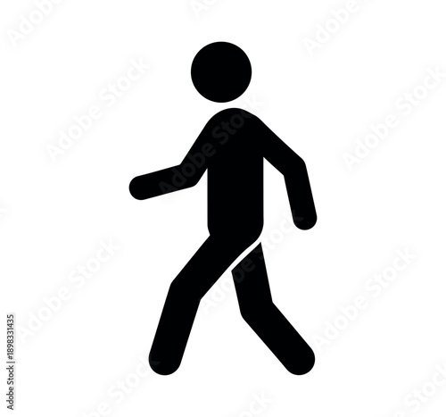 Silhouette of a person walking on white background icon pictogram vector