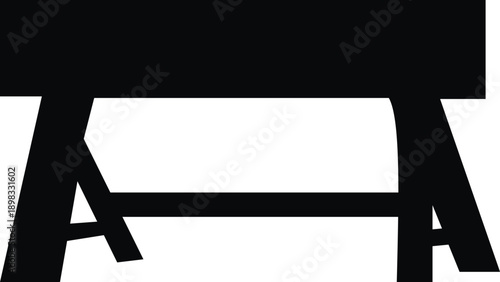 This icon represents a simple workbench silhouette, ideal for various applications in DIY, carpentry, and workshops. Its minimalist design emphasizes functionality and versatility, making it suitable 