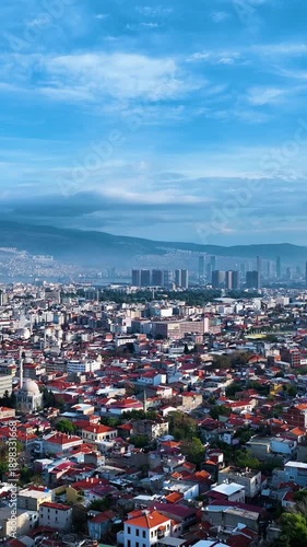 Izmir City from Above, Vertical Aerial Drone Footage in Turkey