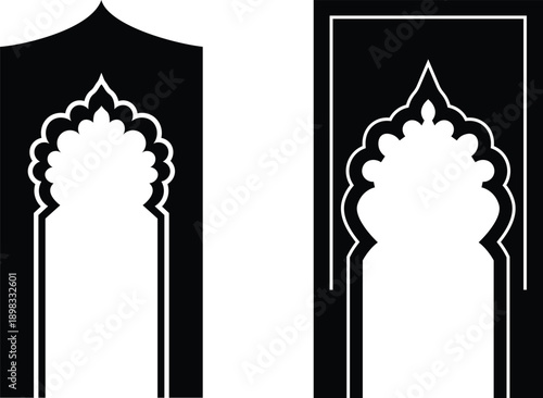 Minimalist Islamic mihrab icon, simple prayer niche symbol
