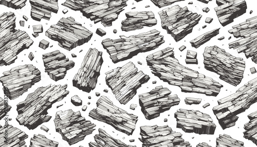 abstract grunge wood log pieces background and vector seamless texture