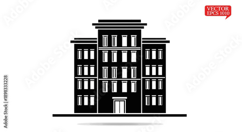 Black and white apartment building.