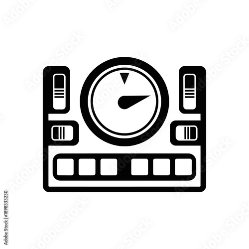 Black and white audio mixer icon.