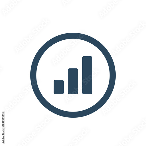 Bar chart graph icon in circle.