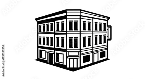 Black and white building corner view.