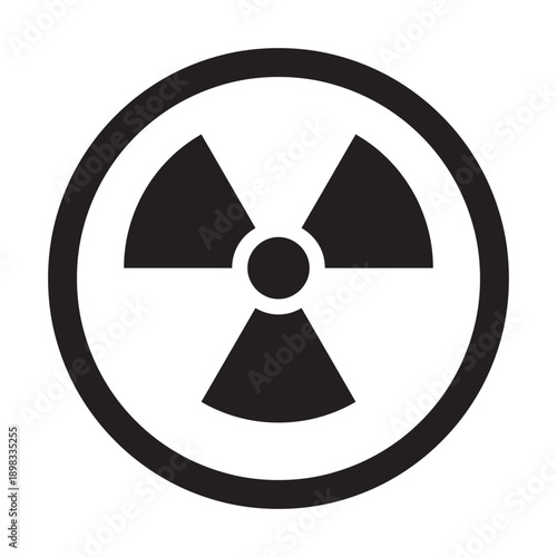 Radiological Warning Symbol: A stark, high-contrast image of the universal radiation symbol, a visual representation of the dangers associated with ionizing radiation
