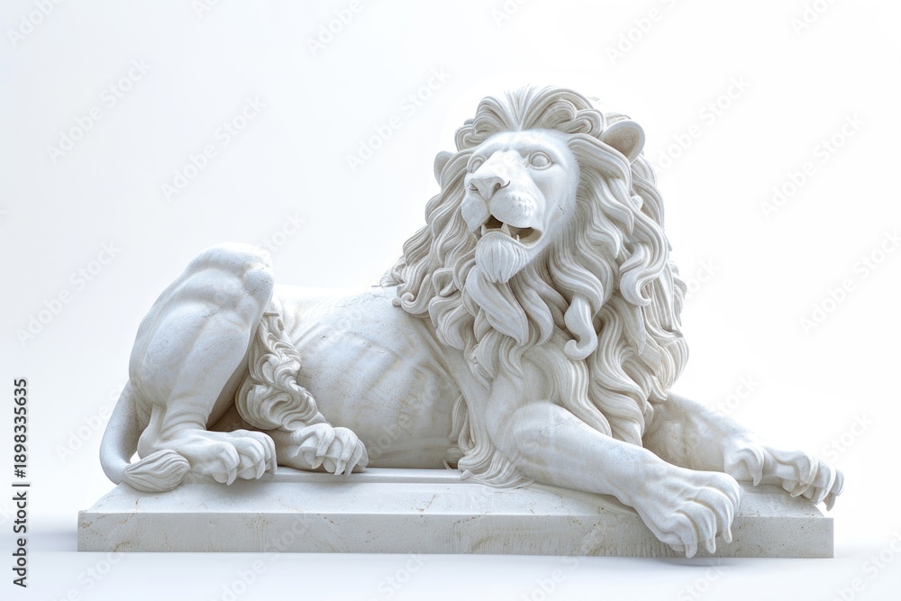 Obraz premium Majestic white marble lion sculpture