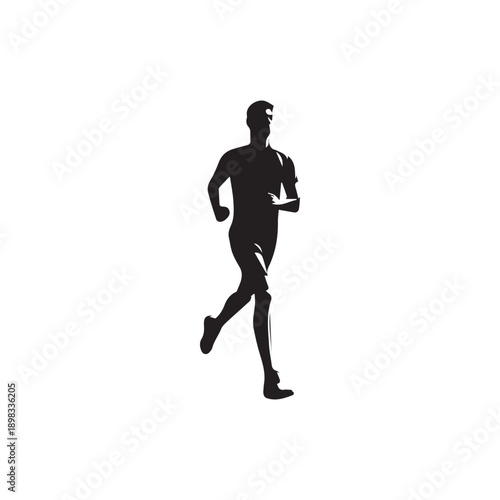 Male runner silhouette sprinting fast during athletic race or fitness exercise activity marathon training