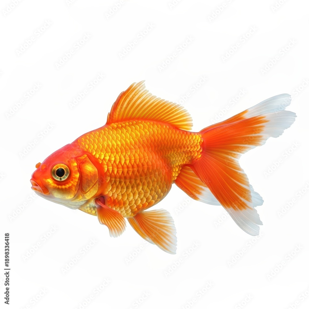 Fototapeta premium Vibrant Orange Goldfish Swimming Gracefully in Clear Water Background