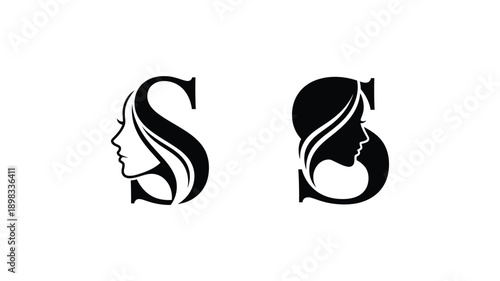 Elegant logo design featuring female profiles a stylish silhouette