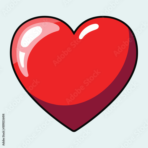 A vibrant, glossy, cartoon-style heart illustration on a light background