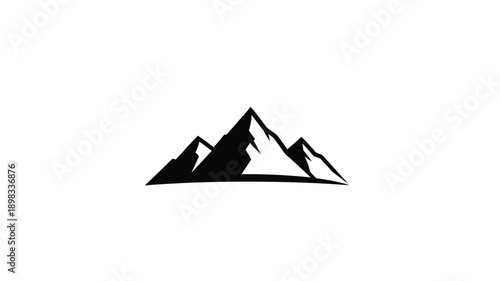 Minimalist mountain range graphic with a striking black silhouette