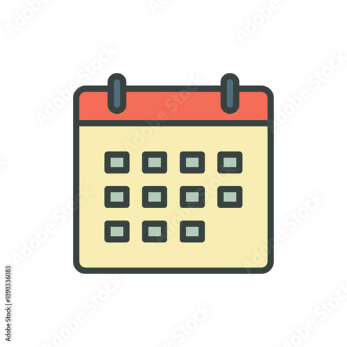 Desktop calendar icon with date vector illustration in red for business and daily planning