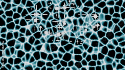 Abstract Blue Ice Crystal Texture with White Stars and Dark Background