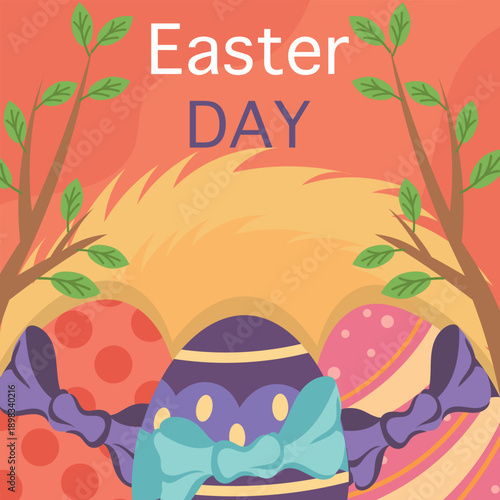 Easter nest with eggs. Vector illustration for Easter.