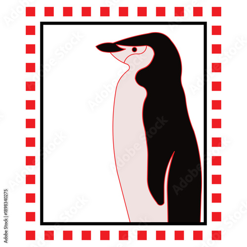 vector image of a penguin with a frame
