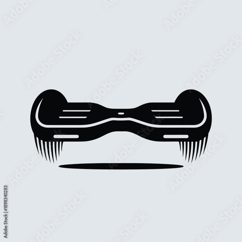 Black and white illustration of a pair of hoverboard wheels in profile view