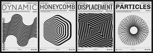 3D wavy pattern. Optical illusion. Abstract striped background. Design element. Black and white cover design template. Illustration for brochure, poster, flyer or poster.