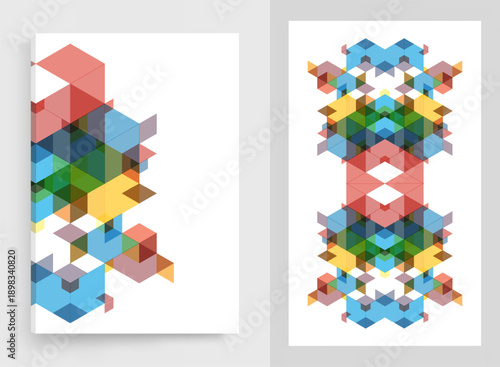 Abstract geometric background. Translucent pattern of overlapping geometric shapes. Cover design template. Vector illustration for a banner, flyer, poster, or brochure.