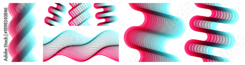 Abstract wavy background made of many overlapping stripes. Dynamic effect. 3D vector illustration for brochure, banner, cover, flyer or presentation.