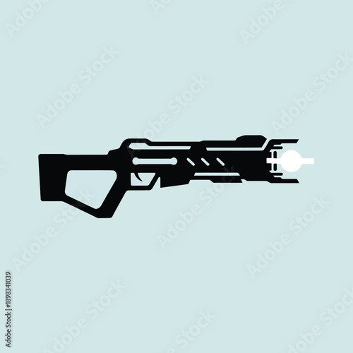 A futuristic assault rifle with advanced modifications and tactical features.