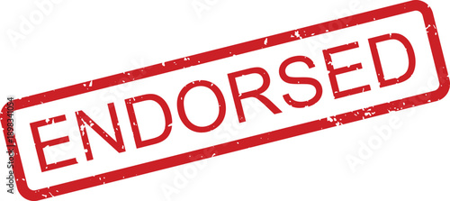 A textured red rubber stamp with a rectangular outline clearly displays the word ENDORSED on a plain white field